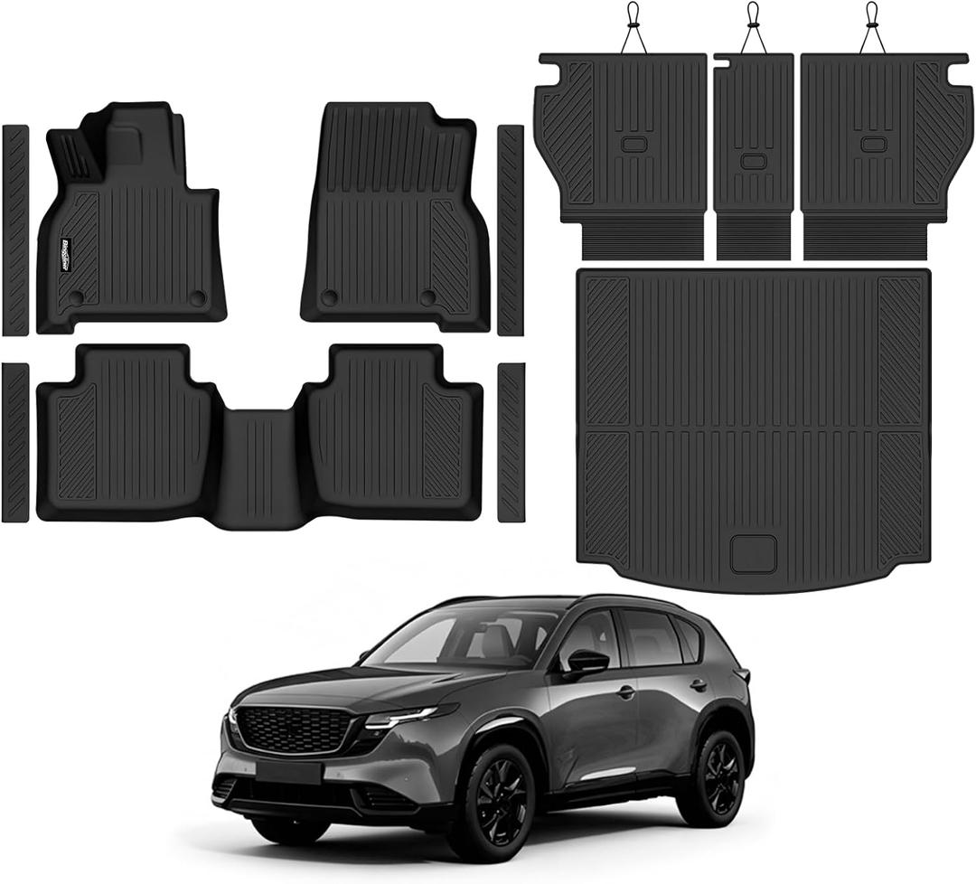 Floor Mats for Mazda CX-5 CX5 2026 Accessories | Trunk Mat and Backrest Mat & Door Sill Guard All Weather TPE Protector Odorless Full Set Interior Floor Liners