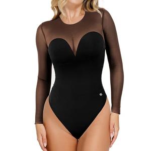 Popilush Long Sleeve Body Suits Womens Tummy Control Black Mesh Shapewear Corset Bodysuit Sheer Going Out Tops Fall Outfits, 3XLRCKLOCR15-B2-L2-1-Mercantile Dr