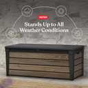 Keter Signature Collection 120 Gallon Resin Deck Box Organization and Storage Box for Patio Outdoor Cushions, Throw Pillows, Garden Tools and Pool Supplies, Walnut