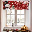 Snowman Christmas Curtains Valance, Christmas Window Valance Curtains, Christmases Decorations Kitchen Window Decor, Red Xmas Tree Short Curtain Drapes for Living Room Bedroom 51x18 in