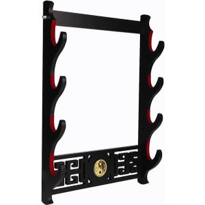 Sword Holder Katana Wall Mount - 4-Tier Tai Chi icon Velvet Padded Katana Holder Samurai Sword Display Rack Wand Lightsabe Wakizashi Sword Stand Display Hanger