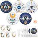 Marsui 5 Pcs Evil Eye Embroidery Starters Set for Beginners Stamped Cross Stitching Kits for Adults, 5 Embroidery Cloth with Patterns, Hoop, Needles, Threads, Manual Stitching Kit