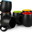 BYCNZB 20oz ceramic Coffee Mug Sets Matte Black Porcelain Mug Multiple colors Cups for Coffee, Tea, Juice, Cocoa Set of 6 (20oz) (18oz)
