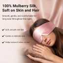 Mulberry Silk Sleep Mask for Women, 100% Blackout Eye Mask for Sleeping, Full Wrap Eye Cover with Adjustable Fit, Soft on Skin and Hair, 22 Momme Pink