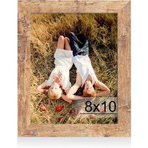iRahmen 8x10 Picture Frame with HD Tempered Glass, Wood Photo Frame for Tabletop and Wall Display (Rustic Brown, 1 Pack)