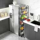 Slim Storage Cart with Wheels, 6-Tier 6in Black Narrow Rolling Shelf,Sturdy Slim Storage Ideal for Kitchen, Bathroom, and Laundry Room