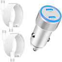 [Apple MFi Certified] iPhone 17 Car Charger Fast Charging, Linocell 90W Dual PD Power Cigarette Lighter USB-C Car Charger Pack Type-C Cord for iPhone 17/17 Pro Max/16 Pro/15/Galaxy S25/S24/Pixel 2 PACK