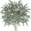 Briful Artificial Eucalyptus Willow Branches 33'' Tall Gray Fake Eucalyptus Stems Arrangement, Realistic Faux Greenery Stems, Indoor Plant, Home Housewarming Farmhouse Porch Vase Decor, Set of 6