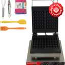 Superior Kitchen Equipment Commercial 2-Slice Square Belgian Waffle Maker | Stainless Steel Waffle Iron, Non-Stick Coating, Heat-Resistant Handle, 122℉/50℃ to 550℉/300℃, Has Accessories, 1750W, 110V