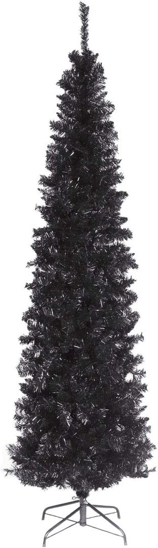 National Tree Company Artificial Christmas Tree, Black Tinsel, Includes Stand, 6 feet