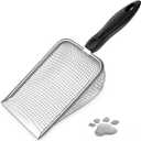Cat Litter Scoop,Sturdy Litter Cleaner Corner Shovel,Stainless Steel Mesh Litter Shovel,Easy to Clean Reptile Terrarium Sand Waste,Beach Shovel(Black) (1 pcs)
