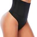 Womens Thong Shapewear Mid to High Waisted Shaper Thong WN0017 (Medium, 03#c Black#no Steel Bone)