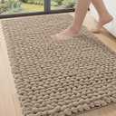 DEXI Bathroom Rugs 24x43, Non Slip Washable Bath Mat, Luxury Chenille Super Absorbent Ultra Thick Bathmats for Shower Floor, Plush Fluffy Shaggy Carpet for Tub, Beige