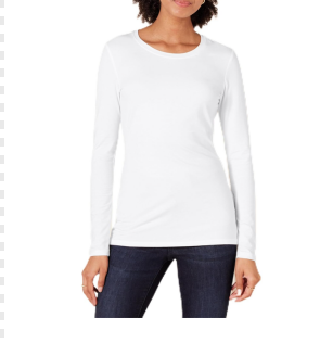 Women's Regular-Fit Long-Sleeve Crewneck T-Shirt Large