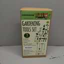 7PCS Kids Gardening Tools, Long Shovel, Rake for Leaves, Spade, Hoe, Steel Heads & Real Wood Handle, Yard Tools for Children Toddlers Gifts (Black)