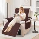 Waterproof Recliner Chair Covers, Recliner Covers that Stay in Place, Electric Recliner Cover, Recliner Covers Washable with Pocket, Elastic Straps for Kids, Pets, Dogs (Brown, 30")