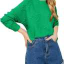 Haloumoning Girls Cute Heart Love Print Sweater Tops Oversized Crew Neck Dot Ball Knitted Valentine Pullover 5-14 Years