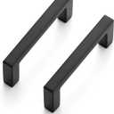 Ravinte 25 Pack Matte Black Cabinet Pulls, 2-1/2 Inch (64mm) Hole Center Slim Kitchen Handles, Square Drawer Pulls for Cabinets & Cupboards, Hardware