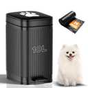 Dog Poop Trash Can Outside, 2.7Gal Dog Waste Trash Can with Lid, Foot Pedal, Dog Waste Container with 20 Bags, Pet Poop Bucket with Soft Close for Backyard Odor Control, Black