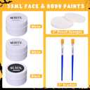 2 x Halloween Black and White Face Paint Kit - 7pcs Large Capacity Facepaint for Adult Clown SFX Zombie Special Effects Makeup With Brushes & Sponges