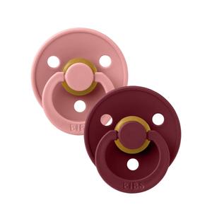 Bibs Pacifiers Color Collection, Set of 2 BPA-Free Latex Pacifiers Made in Europe, Round Nipple Baby Pacifier