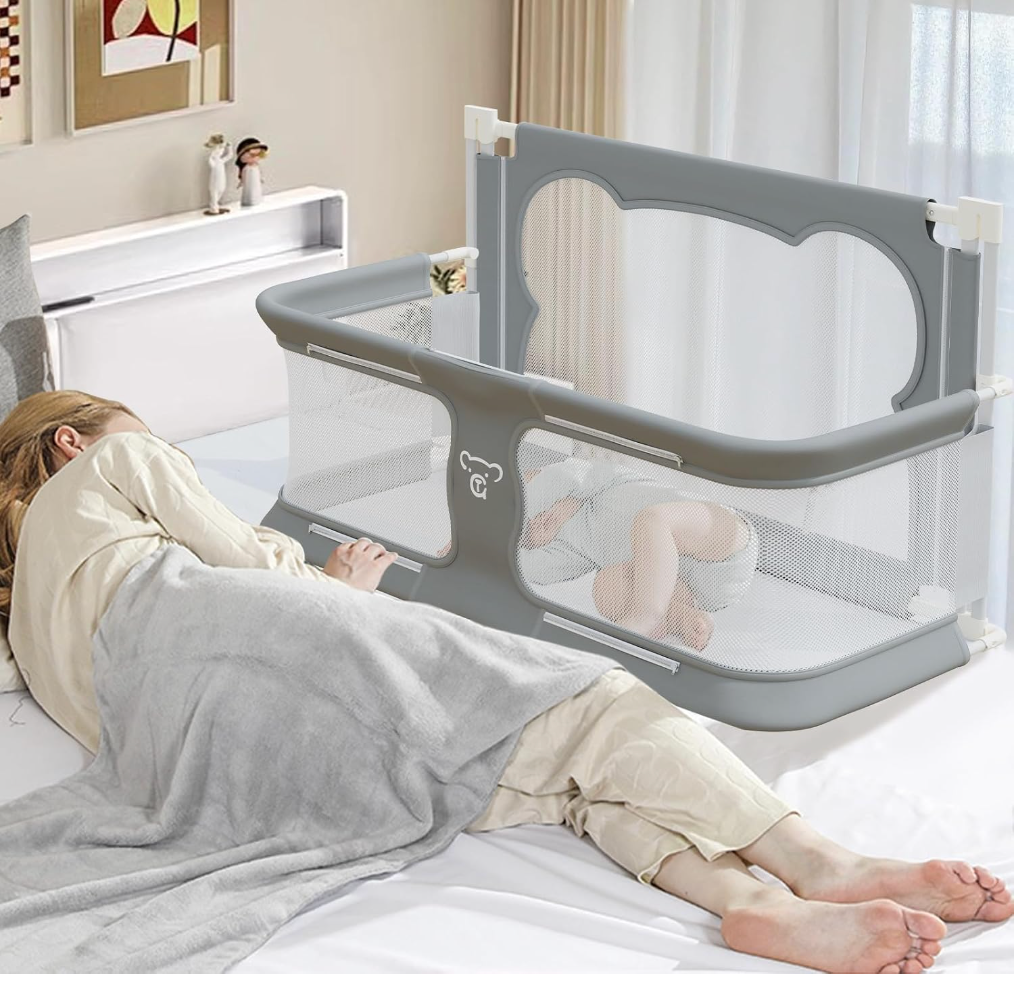 JWPEHOE 3 in 1 Baby Bassinet Bedside Sleeper Portable Crib, Co-Sleeping Baby Bed, Playpen, Suitable for Twin, Full, King & Queen Size Bed (47.3 Inch)