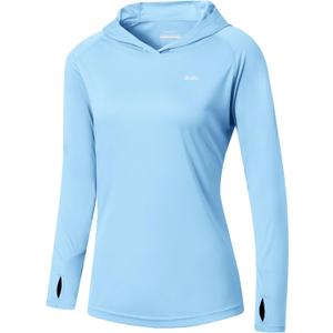 Willit Women's UPF 50+ Sun Protection Hoodie SPF Shirt Long Sleeve Hiking Fishing Outdoor Shirt Lightweight Hoodie Sky Blue M