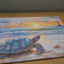QIXIANG Sea Turtle Bathroom Wall Decor Beach Canvas Painting Art Ocean Lighthouse Picture Coastal Lakeside Cabin Decor Framed(Blue,16L x 24W)