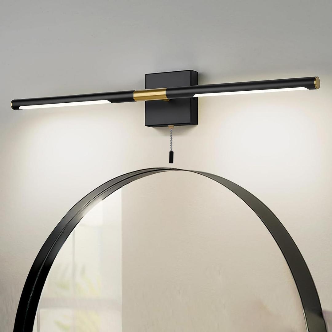 Black Gold Bathroom Vanity Light 24 Inch, Modern LED Vanity Light Bar Over Mirror, 4000K 360 Rotatable Picture Lights, Wall Lighting Fixtures for Bathroom, Paintings