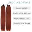 2 Packs Light Brown Wrap Around Pony Tail Hair for Women Braiding Hair Ponytail Extensions 32 Inch Hairpieces High Temperature Synthetic Hair pieces