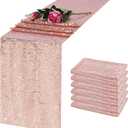 6 Pack Rose Gold Sequin Table Runner 12 x 108 Inch, High Density Sparkly Glitter Table Runners for Wedding Reception, Birthday Party, Baby Shower, Shimmering Pink Decor