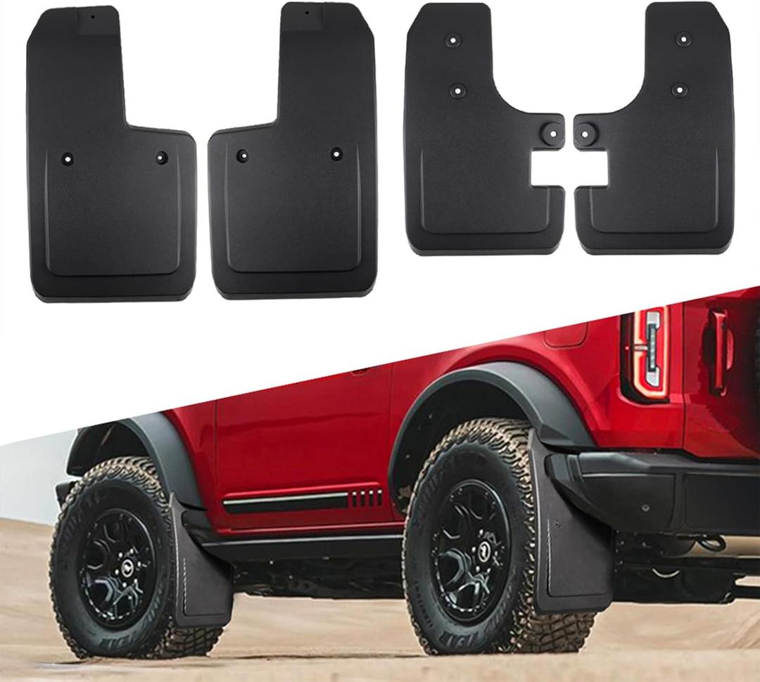 Mud Flaps for Ford Bronco Accessories 2021 2022 2023 2024 2/4-Door, Splash Guards Easy Installed, No Punching Required Front and Rear 4PCS