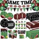 Football Party Supplies Kit Serve 24,Touchdown Plates,Napkins,Tablecloth,Banner,Balloon Football Birthday Party Decorations Tableware Set for Game Day Tailgate Decor