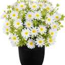DILATATA Artificial Daisy Flowers in Pot 12 Inch Fake Flowers Silk Daisy Arrangement Faux Plant Flower Decor for Spring Home Decor Table Centerpiece Garden Porch Window - White