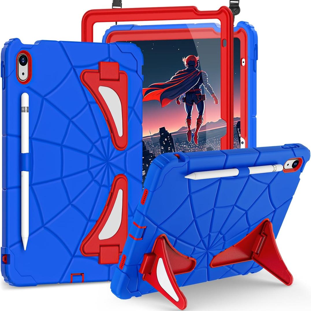 Case for iPad (A16) 11th/10th Generation 11.0/10.9 Inch,Kids Friendly 10th Generation iPad Case with Screen Protector,Heavy Duty Shockproof Cover for 10th Gen,Blue Red
