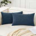Kevin Textile Outdoor Waterproof Throw Pillow Covers Pack of 2 Farmhouse Decorative Cushion Covers for Garden Patio Tent Balcony Bench Couch Sofa 12x20 Inch, Teal (Pack of 2)