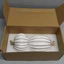 Fall Pumpkin Decor for Home, 2pcs White and Gold Resin Pumpkins, Thanksgiving Table Centerpiece, Halloween Pumpkin Decorations for Indoor, Shelf, Mantel, Tiered Tray Display (White)