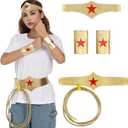 5PCS of Women's Hero Style Costume Accessories with Headband, Cuffs,Belt, and Lasso for Halloween Role-Playing
