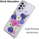 Unov Case Compatible with Galaxy A52 4G and 5G Clear with Design Soft TPU Shock Absorption Slim Embossed Pattern Protective Back Cover Galaxy A52 4G/5G (Very Peri Bouquet)