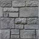 Commomy 3D Faux Stone Peel and Stick Wall Tiles - Fake Stone Wall Sticker 10 Pcs of 11.8" x 11.8" Thin Ultralight PVC Rock Wall Tile Interior Wall Covering Kitchen Backsplash,Interior Wall Decor