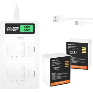 2-Pack 4800mAh Rechargeable Battery with Dual LCD Charger for Arlo Pro 5S 2K, Pro 4, Pro 3, Ultra 2, Ultra Camera VMA5400, VMC4060P, A-4a
