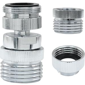 Faucet Adapter with Aerator, Brass Faucet to 3/4 Inch Garden Hose Adapter, Swivel Chrome Finish Sink Hose Attachment for Kitchen, Bathroom, Garden