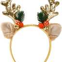 Christmas Headbands Glitter Elk Antlers Headbands Hair Bands Cute Golden Christmas Deer Antler Headbands Holiday Party Gift Costume Elk for Women Girls Costume Accessory