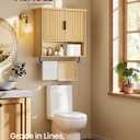 VASAGLE MAXE Collection - Bathroom Cabinet Wall Mounted, Over Toilet Hanging Cabinet with Adjustable Shelf, Towel Bar, Fluted Doors, 7.9 x 23.6 x 28.7 Inches, Transitional, Oak Beige UBBK135Y01S