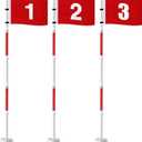 Golf Flagstick 6ft, Golf Pin Flag Hole Cup Set Putting Green Flags and Poles Numbered Golf Flags for Driving Range Backyard, Portable 5 Section Design for Golf Practice, Gift Idea