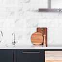 COLAMO Luxury Peel and Stick Backsplash,Faux Stone Mix Metal Smart Adhesive Mosaic Tile,Stick on Arabesque Geometric Water Jet, Accent Wall Tile for Kitchen,Fireplace,Bathroom(10,White Marble) (Silver Alps)