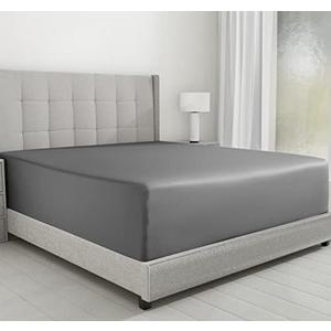 California Design Den Luxurious King Size Fitted Sheet Only - 100% Cotton, 600 Thread Count, Soft Deep Pocket Bottom Fitted Sheet, Sateen Weave, Hotel Quality, Smart Foot Side Indicator - Mist Grey