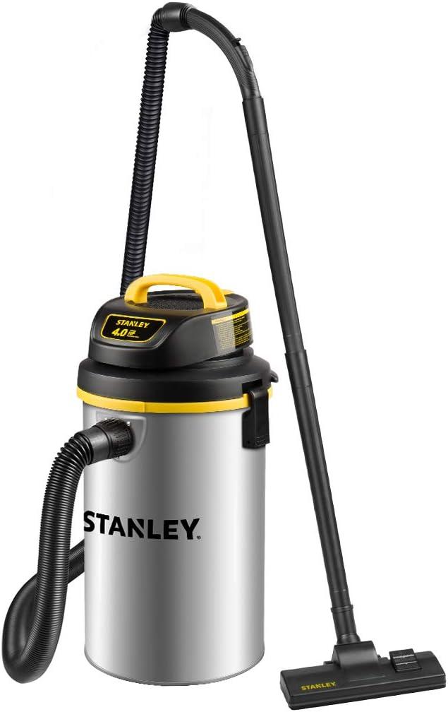 STANLEY Wet/Dry Vacuum SL18133 4.5 Gallon 4 Horsepower Wall-Mounted Hanging Vacuum with 26 Cleaning Range Stainless Steel Tank, Home/Garage/Upholster/Laundry Rooms Vacuum