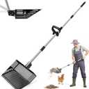 Chicken Poop Scooper,15-INCH Adjustable Angle Chicken Coop Scoop,3-in-1 Sand Rake with Stainless Steel Handle(36"-65"),Chicken Coop Accessories Cleaning Tool for Farm Animals