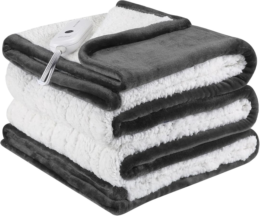 Heated Blanket Electric Blanket Twin Size, Fast Heating Blanket with 5 Heating Levels & 10 Hours Auto Off, Heated Throw Blanket with Overheat Protection for Bedding, 62"x84", Dark Gray (Twin-62x84, 1)